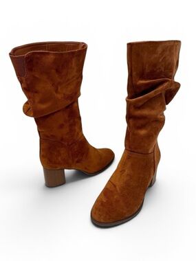 Reaction Kenneth Cole NWOB Women's 10‎ Sonia Faux Suede Scrunch Boot Cognac